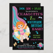 ウォータースライド誕生日の招待Splishスプラッシュパーティー 招待状 (正面/裏面)