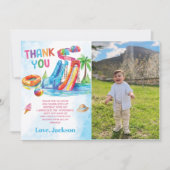 ウォータースライド誕生日パーティーの写真 サンキューカード (正面)