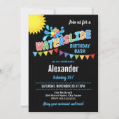 ウォータースライド誕生日パーティーの招待 招待状 (正面)