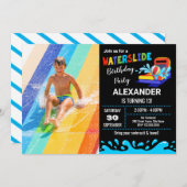 ウォータースライド誕生日パーティーの招待 招待状 (正面/裏面)