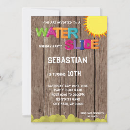 ウォータースライド誕生日パーティーへの招待 招待状