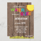 ウォータースライド誕生日パーティーへの招待 招待状 (正面/裏面)