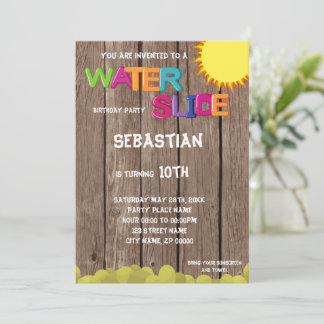 ウォータースライド誕生日パーティーへの招待 招待状