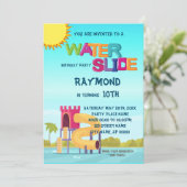 ウォータースライド誕生日パーティーへの招待 招待状 (スタンド正面)