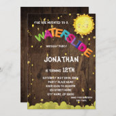 ウォータースライド誕生日パーティーへの招待 招待状 (正面/裏面)