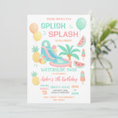 ウォータースライド誕生日パーティーバッシュ招待状 招待状 (スタンド正面)