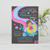 ウォータースライド誕生日招待状/プールパーティー/ガール 招待状 (スタンド正面)