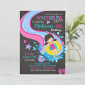 ウォータースライド誕生日招待状/プールパーティー/ガール 招待状 (スタンド正面)