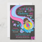 ウォータースライド誕生日招待状/プールパーティー/ガール 招待状 (正面)