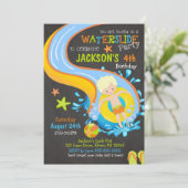 ウォータースライド誕生日招待 / プールパーティー / 男の子 招待状 (スタンド正面)