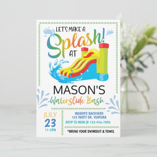 ウォータースライド誕生日、スプラッシュを作ろう 招待状 (スタンド正面)
