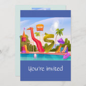 ウォータースライド, ウォーターパークの誕生日パーティー招待状 招待状 (正面/裏面)