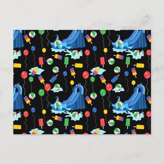 ウォータースライド キッズ サマー ボーイ ガール ファン ポストカード (正面)