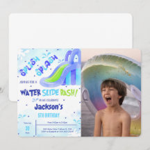ウォータースライド 誕生日写真招待状