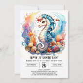 ウォーターズお洒落シーホース誕生日 招待状 (正面)