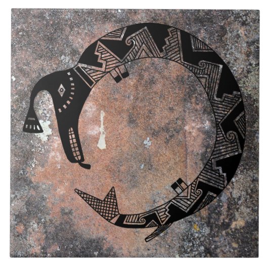 ウォーターセルペントミンブレス陶器デザイン タイル (正面)