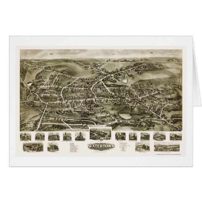 ウォータータウンのCTのパノラマ式の地図- 1918年 (正面横)