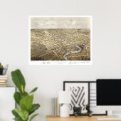 ウォータータウン, WIパノラママップ – 1867 ポスター (ホームオフィス)