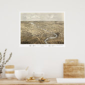 ウォータータウン, WIパノラママップ – 1867 ポスター (キッチン)