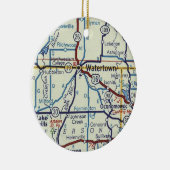 ウォータータウンWIヴィンテージマップ セラミックオーナメント (右)