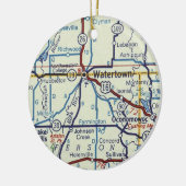 ウォータータウンWIヴィンテージマップ セラミックオーナメント (左)