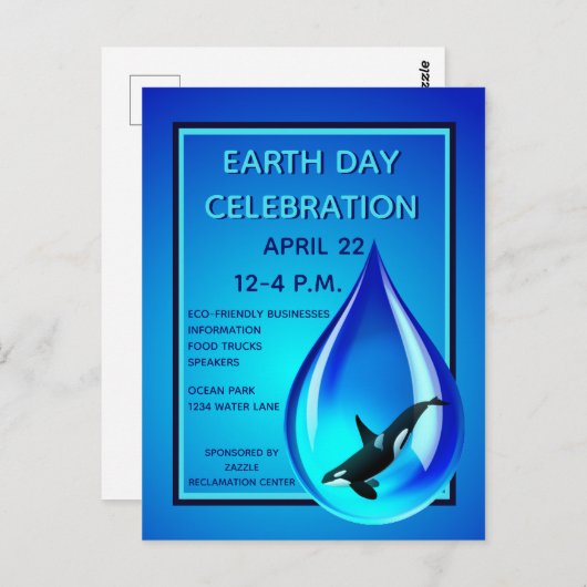 ウォータードロップとOrca Earthの日の発表 ポストカード (正面/裏面)