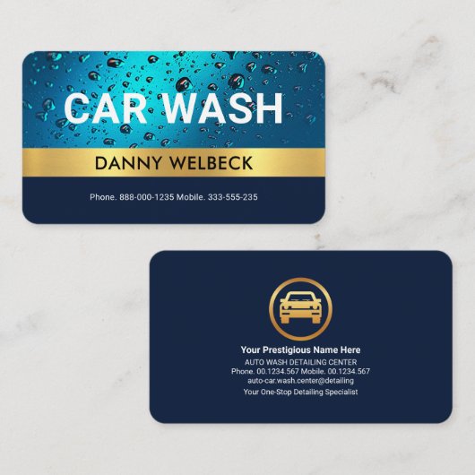 ウォータードロップストライプ金ゴールドオートセンター 名刺 (正面/裏面)