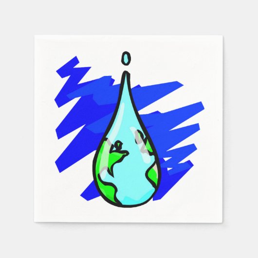 ウォータードロップ内の地球 スタンダードカクテルナプキン (正面)