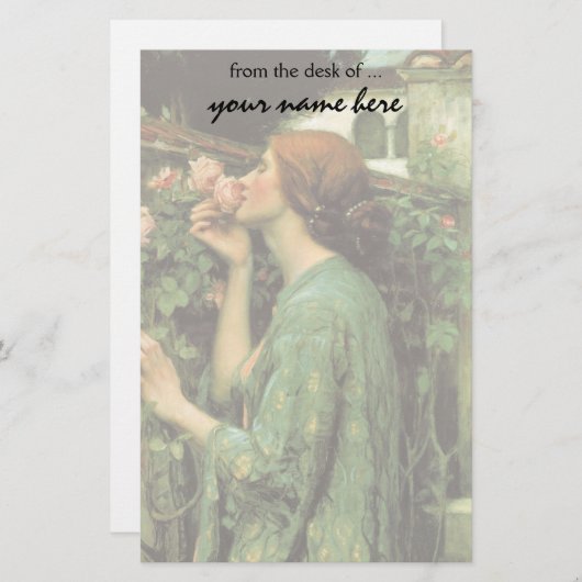 ウォーターハウスによるバラの私の甘いバラ、か精神 便箋 (正面/裏面)