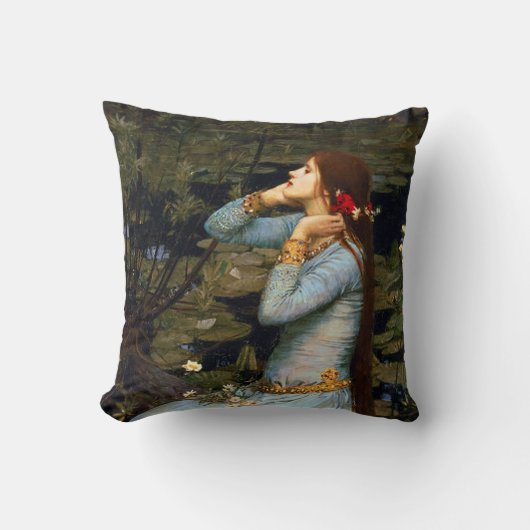 ウォーターハウスのオフェリアの枕 クッション (正面)