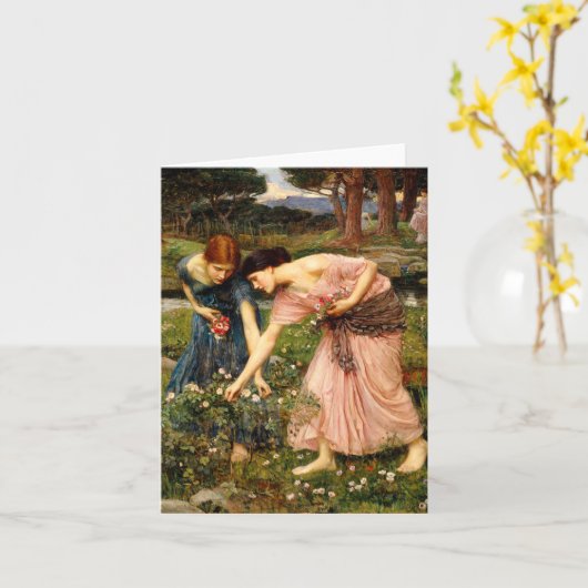 ウォーターハウスのギャザーYeのバラのつぼみのメッセージカード カード (黄色い花)