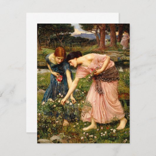 ウォーターハウスのギャザーYeのバラのつぼみの招待状 招待状 (正面/裏面)