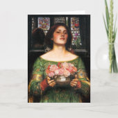 ウォーターハウスのギャザーYeのバラのつぼみの挨拶状 カード (正面)