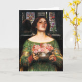 ウォーターハウスのギャザーYeのバラのつぼみの挨拶状 カード (黄色い花)