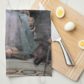 ウォーターハウス・オデュッセウスに杯を捧げるサーチェ キッチンタオル (四つ折り)