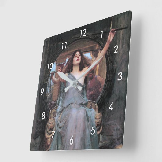 ウォーターハウス・オデュッセウスに杯を捧げるサーチェ スクエア壁時計 (傾斜)