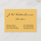 ウォーターハウス: バラの臭い 名刺 (裏面)