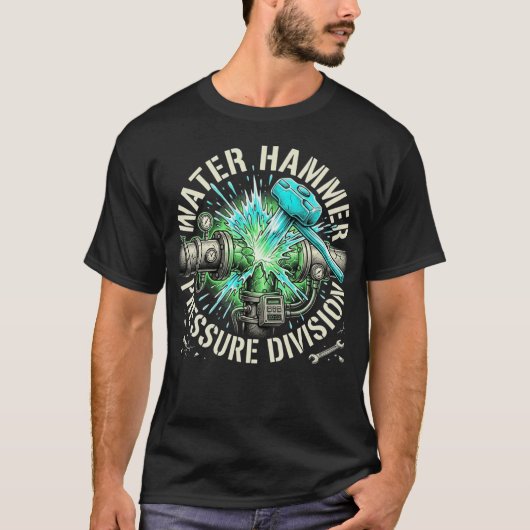 ウォーターハンマー圧力課 配管工ギフト Tシャツ (正面)