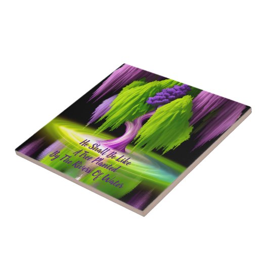 ウォーターバイブルの川によって植えられた木引用文 タイル (側面)