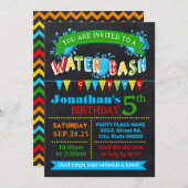ウォーターバッシュ誕生日夏パーティーの原色 招待状 (正面/裏面)
