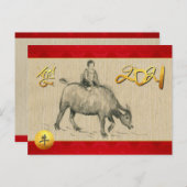 ウォーターバッファロー 子ども 中国 牛年 2021 HpostC シーズンポストカード (正面/裏面)