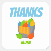 ウォーターバルーンプールパーティーキッズサマー誕生日 スクエアシール (正面)