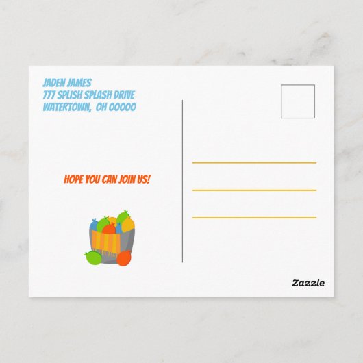 ウォーターバルーンプールパーティーキッズサマー誕生日 ポストカード (裏面)