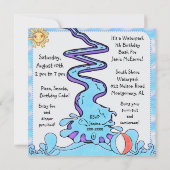 ウォーターパークカスタマイズおもしろい誕生日招待状 招待状 (裏面)