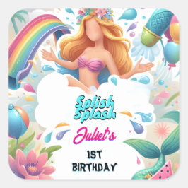 ウォーターパーククールサマースプラッシュパッド1st誕生日 スクエアシール