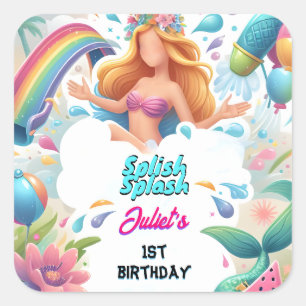 ウォーターパーククールサマースプラッシュパッド1st誕生日 スクエアシール