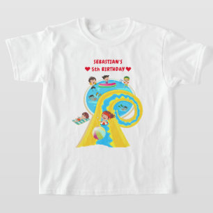 ウォーターパークサマープールウォータースライドバースデーパーティー Tシャツ