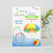 ウォーターパークスプラッシュパッド誕生日招待状 招待状 (スタンド正面)