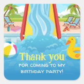 ウォーターパークスライドチャイルドバースデーパーティー スクエアシール (正面)