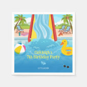 ウォーターパークスライドチャイルドバースデーパーティー スタンダードカクテルナプキン (正面)